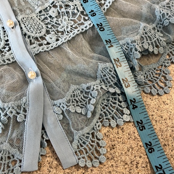 Venus Sheer Blue Lace Sleeveless Top Boho Festival Romantic Cottagecore - Picture 8 of 8